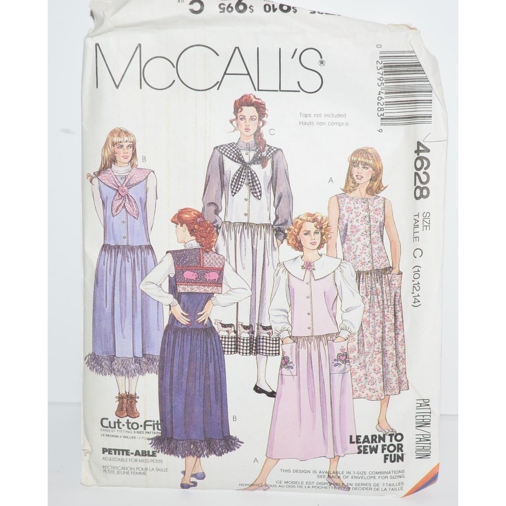 McCall's Cut•To•Fit Pattern 4628 Jumper Dress Sz 10-14 Vtg